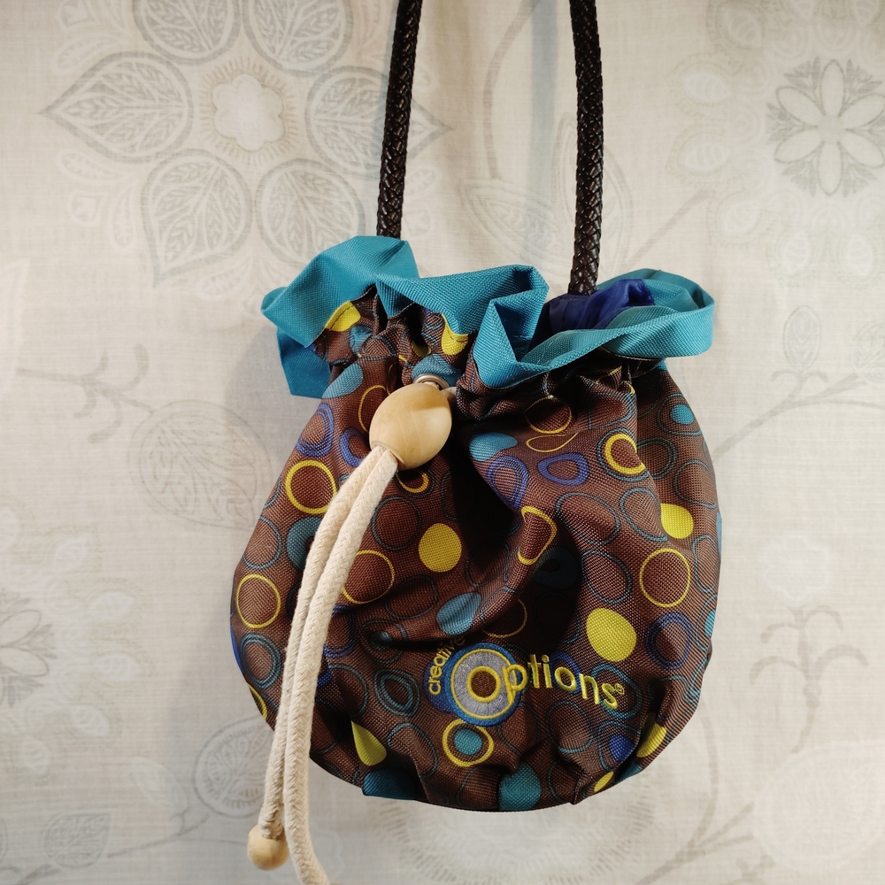 Creative Options Brown and Blue Polka Dot Shoulder Bag